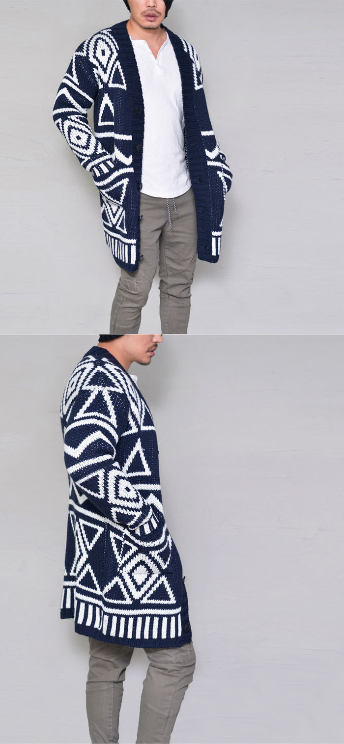 tribal print cardigan mens